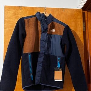 The North Face Navy Blue and Brown Kids Fleece Jacket